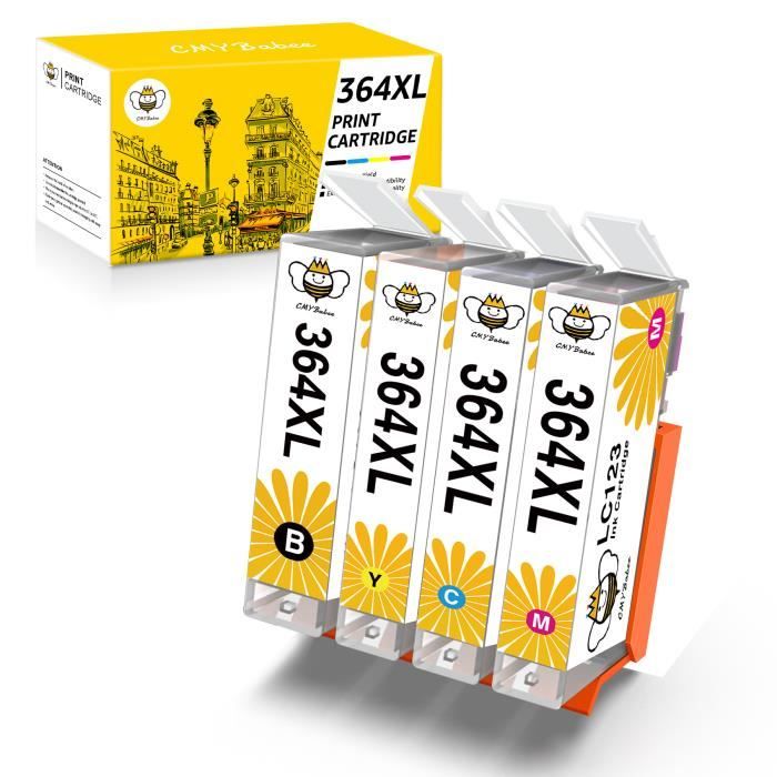 Lot De 10 Cartouches D'encre Compatibles HP 364/364XL - Pour Photosmart, Deskjet, Officejet (4 Noires, 2 Cyan, 2 Magenta, 2 Jaunes) - 8