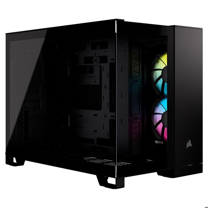 Boîtier PC – CORSAIR – 2500X RGB – Petit Tour mATX – Double Chambre – Verre Trempé Panoramique
