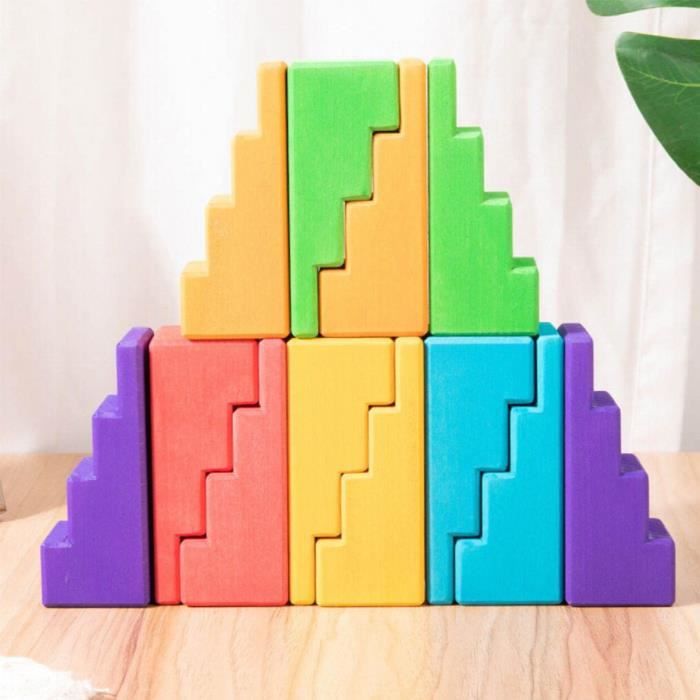 Ensemble de blocs de construction en bois multicolores pour construire ...