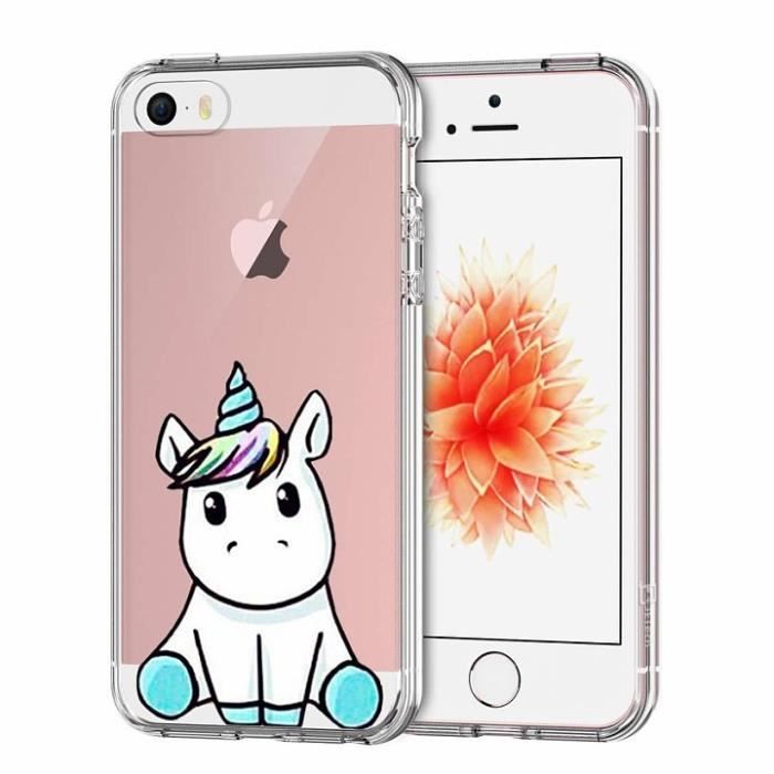 تبييض Pour Apple iPhone 5 - 5S - SE,Licorne Coque Transparent Souple en ...