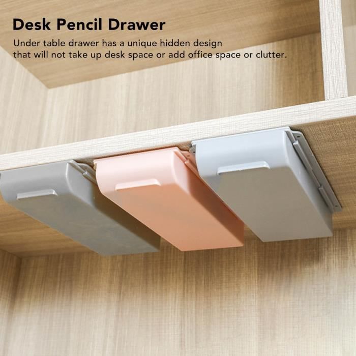 2 Pièces Organisateur Sous Tiroir Bureau - Boîte Rangement Auto-Adhésive Pour Crayons Et Papeterie