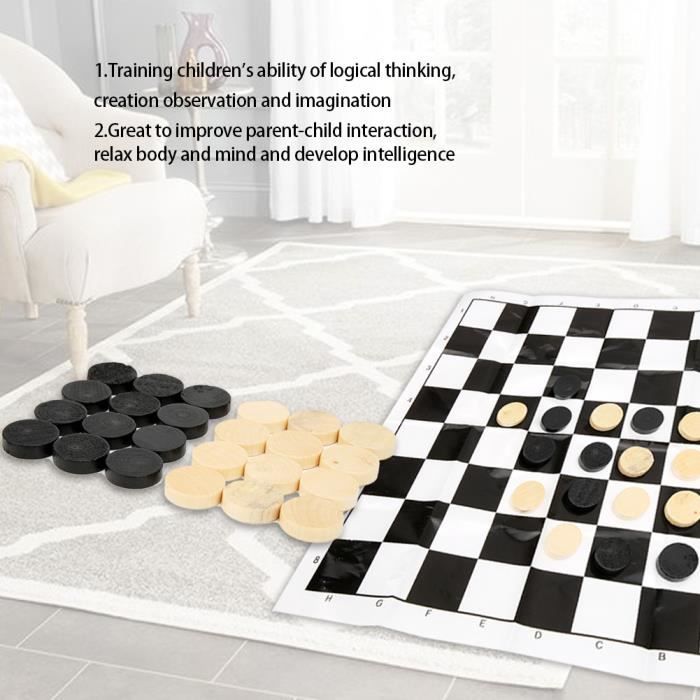 Gadpiparty 48 Pièces Dames en Bois Pièces De Backgammon D'échecs Dames Empilables Jetons De Table De Jeu Stratégie Jeux De Société Accessoires pour