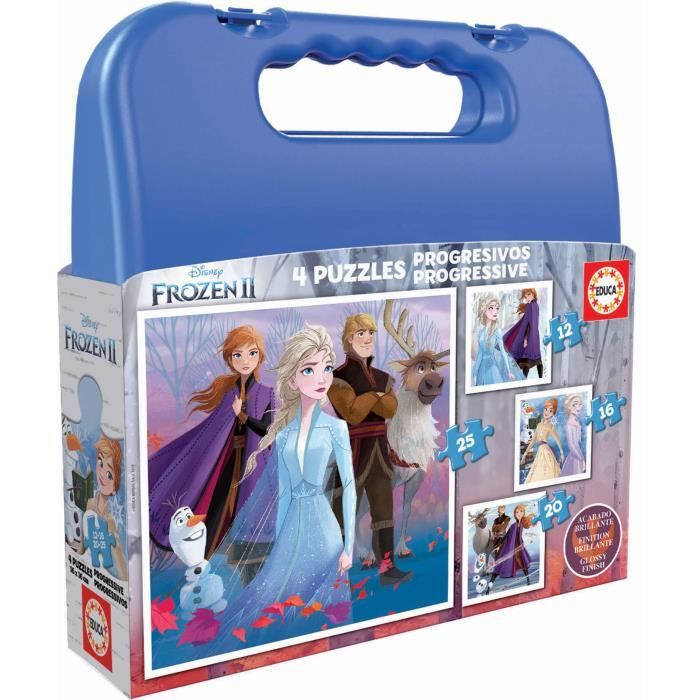Puzzles Progressifs La Reine des Neiges 2 - EDUCA - Malette 4 puzzles 12-16-20-25 pièces
