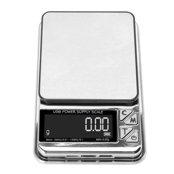 Fdit balance de poche USB Balance de cuisine numérique domestique  200g/0.01g-1500g/0.1 Balance de bijoux en acier inoxydable - Cdiscount  Electroménager
