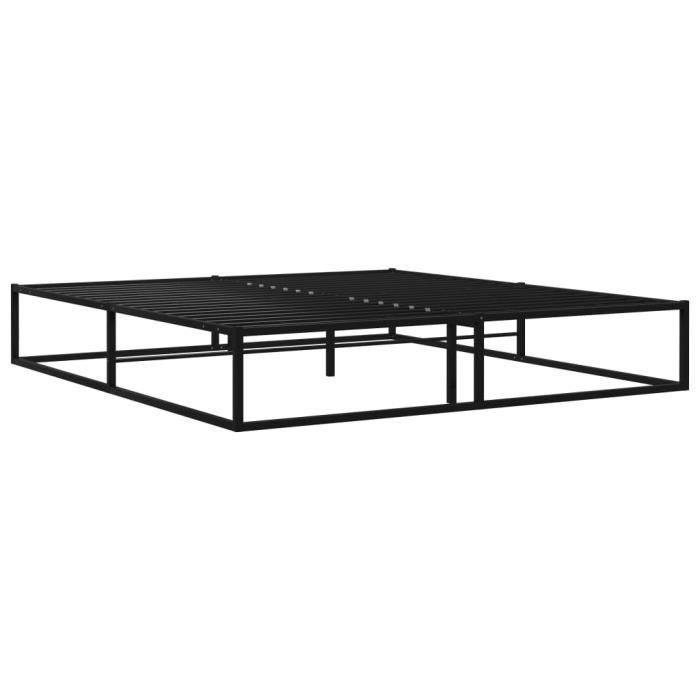 Cadre de lit - FYDUN - AB324789 - Métal Noir - 160x200 cm - Sommier à lattes inclus