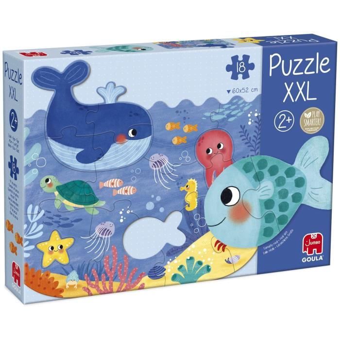 Puzzle XXL - Océan - GOULA - 4 éléments - 60 x 52 cm - Pour Bébé de 24 mois à 2 ans