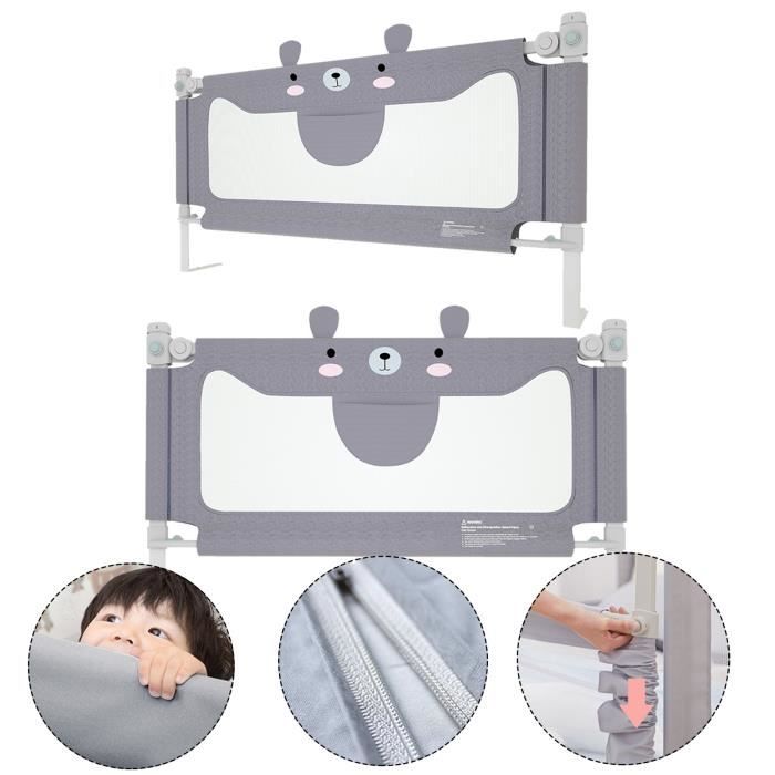 HENGMEI - Barrière de lit Réglable en hauteur 200 cm Protection anti-chute Pour bébé et enfant