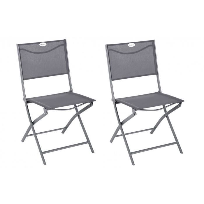 Lot De 2 Chaises De Jardin Pliante Metal Modula Ardoise Quartz