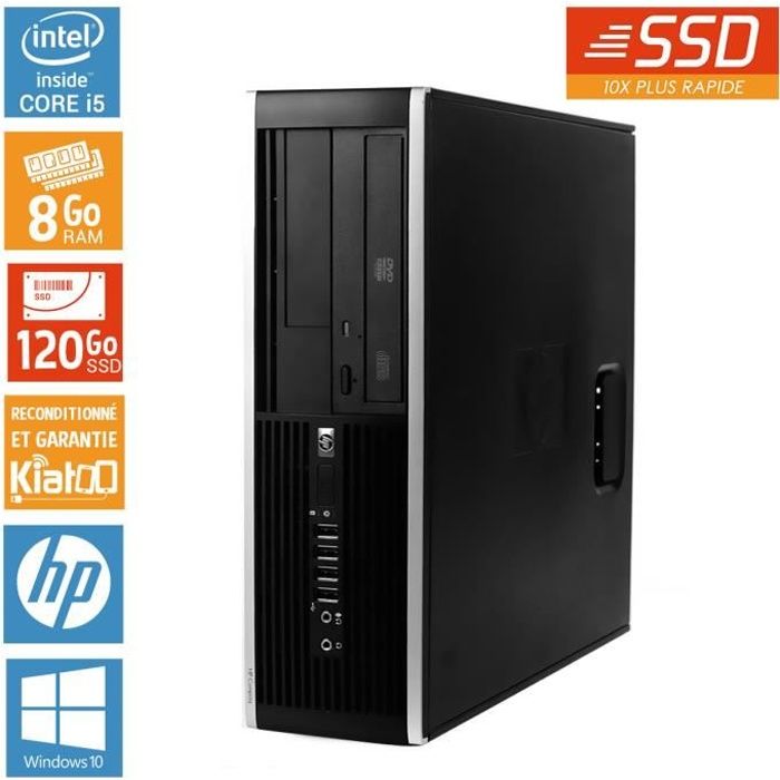 Ordinateur de bureau HP ELITE 8100 core i5 8 go ram 120 go disque dur ssdpc de bureau reconditionnéw10 - Hewlett packard
