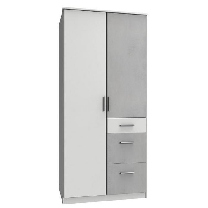 Dressings et armoires, meubles et rangements, Armoire de rangement LISBETH  5 portes 6 tiroirs blanc 250 x 236 cm hauteur