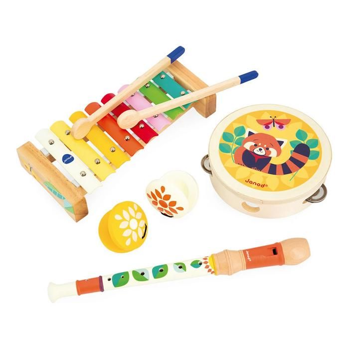 Set Musical Gioia - 4 Instruments de Musique Enfant - Jouets dImitation et dÉveil Musical - Jeu en Bois FSC - Dès 18 Mois