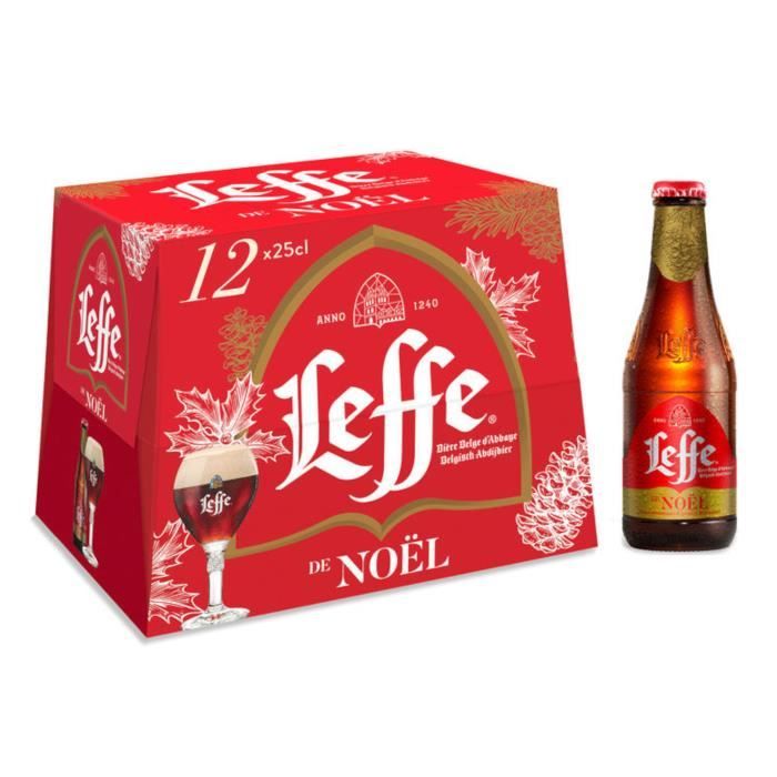 LEFFE Bière de Noël ambrée 6,6% bouteilles 12x25cl pas cher