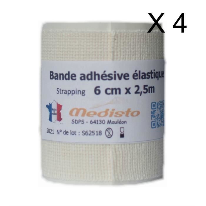 Bande Adhésive Elastique/Bande de Strapping/Bandage Sport/Pansements 6cm x  2.5m Lot de 4. MEDISTO - Cdiscount
