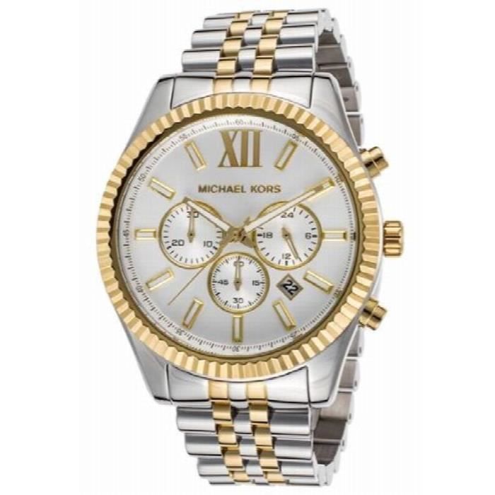 Montre Bracelet N0CJS Montre pour homme mk8344 lexington chrono à deux tons  avec cadran argenté et bracelet en argent , - Achat/vente montre Noir -  Cdiscount