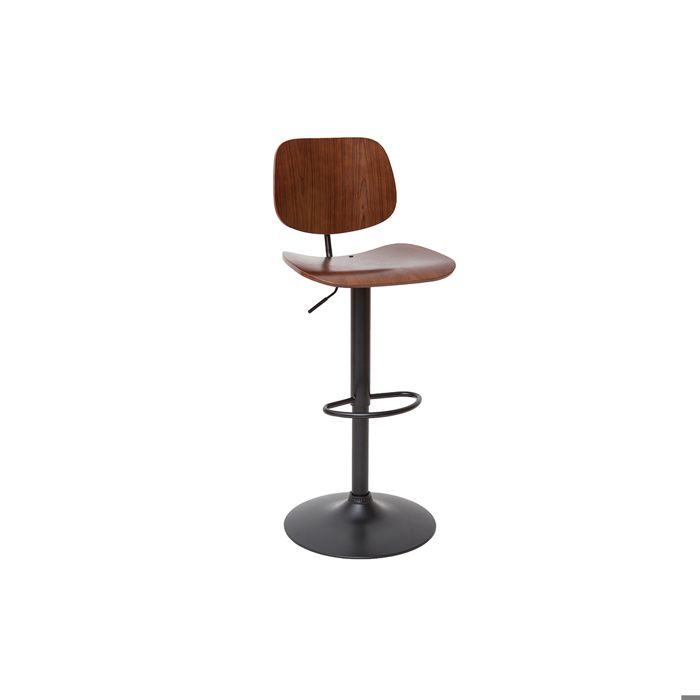 Miliboo - Tabouret de bar relevable noyer et métal noir TOBIAS