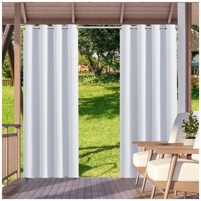 NICETOWN Rideau De Terrasse D'extérieur, 241 Cm De Long, Imperméable – Rideau à Isolation Thermique Avec œillets Argentés – Occultant, Tendance Pour Maison (213 Cm De Large, Beige Biscotti, 1 Panneau