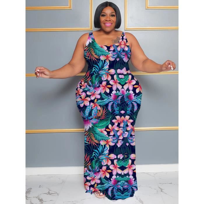 Wmstar Robe maxi grande taille pour femme imprime floral elegant vetements d ete 1.5mmx17160m Blanc Cdiscount Pret a Porter