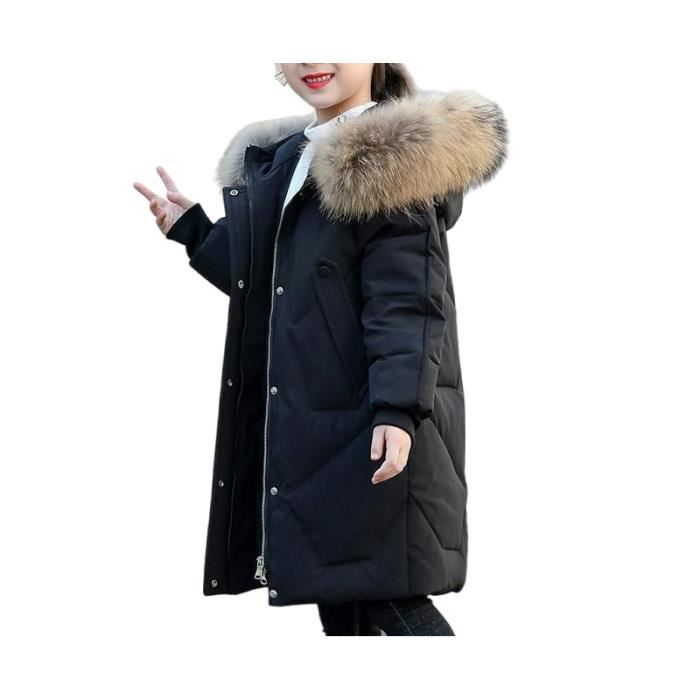 Doudoune Enfant Fille INSFITY Noir Capuche Mi Longue Chaud Noir Cdiscount Pret a Porter