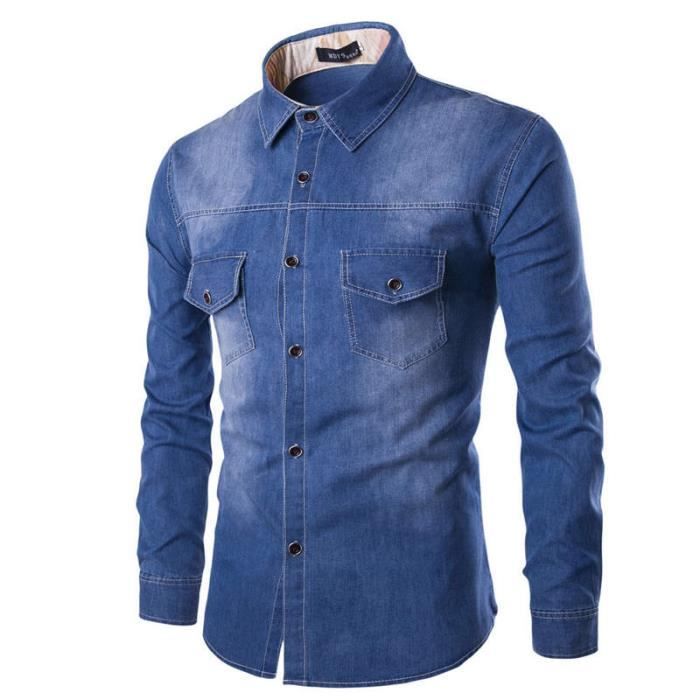 Chemise homme de Marque manches longues Bleu Bleu Cdiscount Pret a Porter