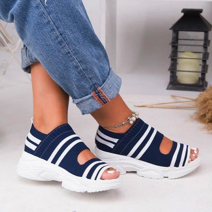 Sandales Sport Talon Baskets Chaussettes Femme - Sandales Sport à
