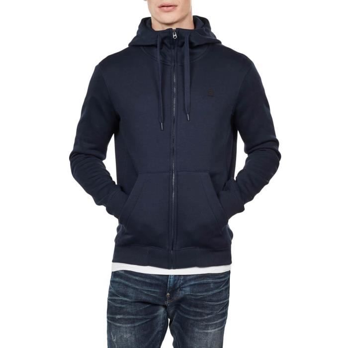 Sweat G Star Premium Core Hdd Zip Bleu marine Homme Blue