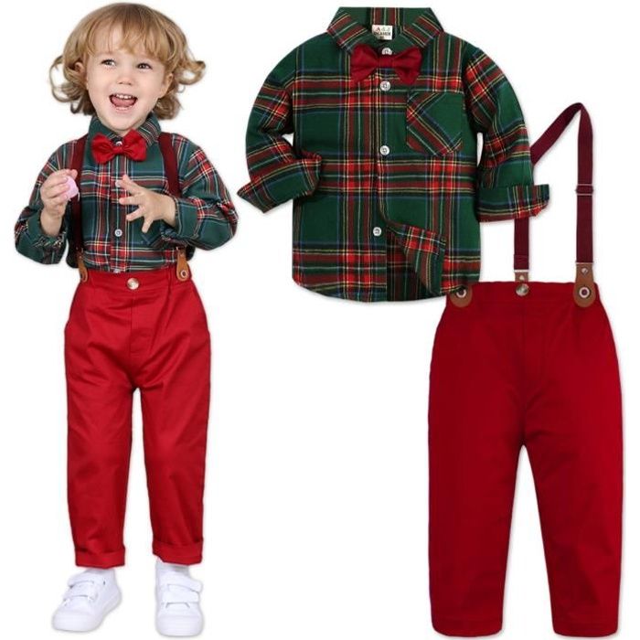 1-5 Ans 2 PCS Ensemble Pyjama de Noël Bébé Enfant : Haut Rayé Rouge à  Manches Longues + Pantalon Rouge - Cdiscount Prêt-à-Porter