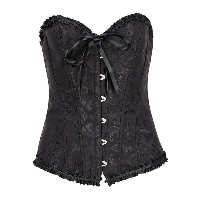 Corset à Volants MW-Design Blanc Et Noir - Taille 42 Bonnet C - Poitrine Pleine - Neuf Avec étiquettes