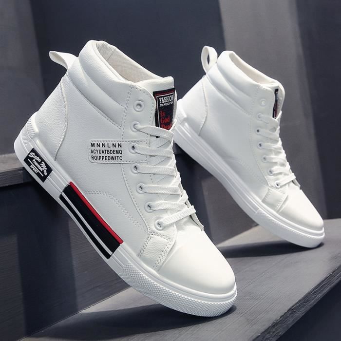 Chaussures Montantes Homme - Blanc - Cuir - Lacets - Loisirs perméable à  l'air - Achat / Vente Chaussures Montantes Homme - Blanc - Cuir - Lacets -  Loisirs perméable à l'air - Cdiscount