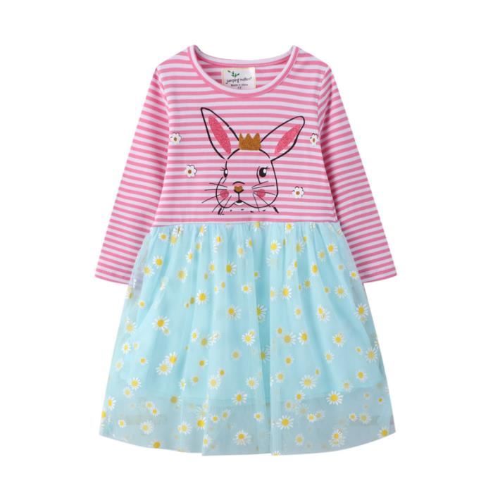 Robe Sweat-shirt à Capuche Fille - Imprimé Kawaii - 100% Coton - Automne/hiver - Taille Enfant 2-12 Ans