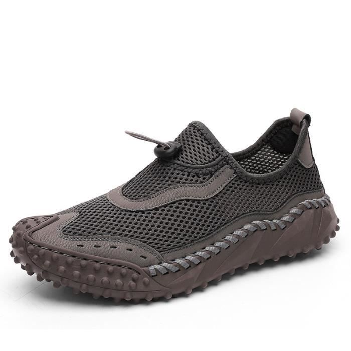 INSFITY Baskets Homme en Maille Voyage à Pied Eté Enfiler Extérieur Aéré Casual Sport - Gris - INSFITY - Polyester