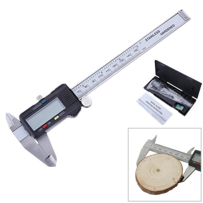 0.01mm 150mm COFFRET PIED A COULISSE LCD AFFICHAGE NUMERIQUE GRAND FORMAT