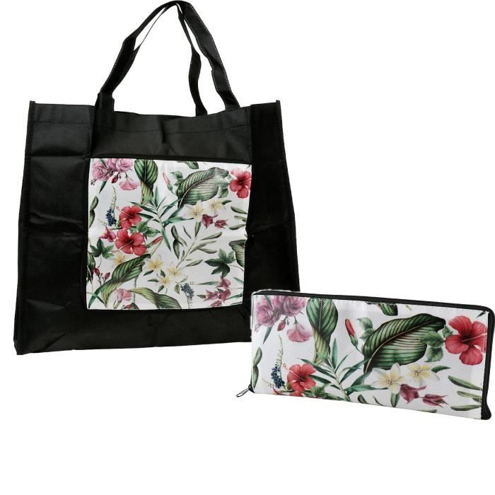Sac Cabas de Courses FLORA FAUNA Pliable Shopping Week end Retro Vintage Idee Cadeau Original Pour Femme Orval Creations Cdiscount Bagagerie Maroquinerie