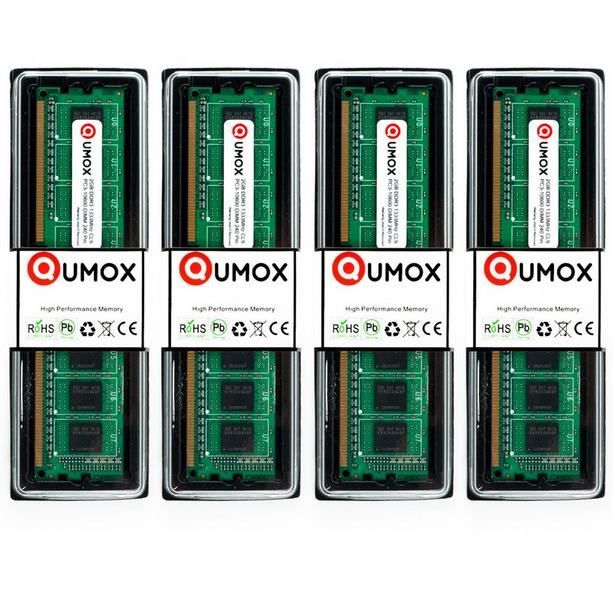 Achat Memoire PC QUMOX 8Go(4x 2Go) DDR3 1333 PC3-10600 (240 broches) DIMM pour ordinateur de bureau pas cher