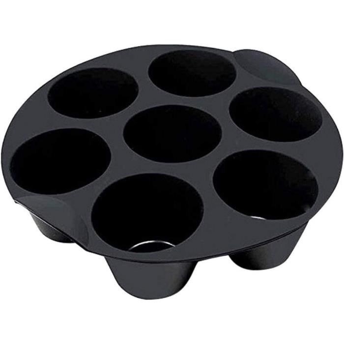Lot De 6 Moules à Muffins Silicone Réutilisables - Compatibles Friteuse à Air, Noir 6.5x7cm