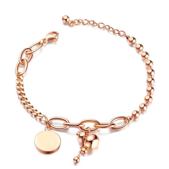 SHARPHY Bracelet femme mode acier au titane personnalité simplicité la créativité carte ronde gourdeélégant bijoux femme