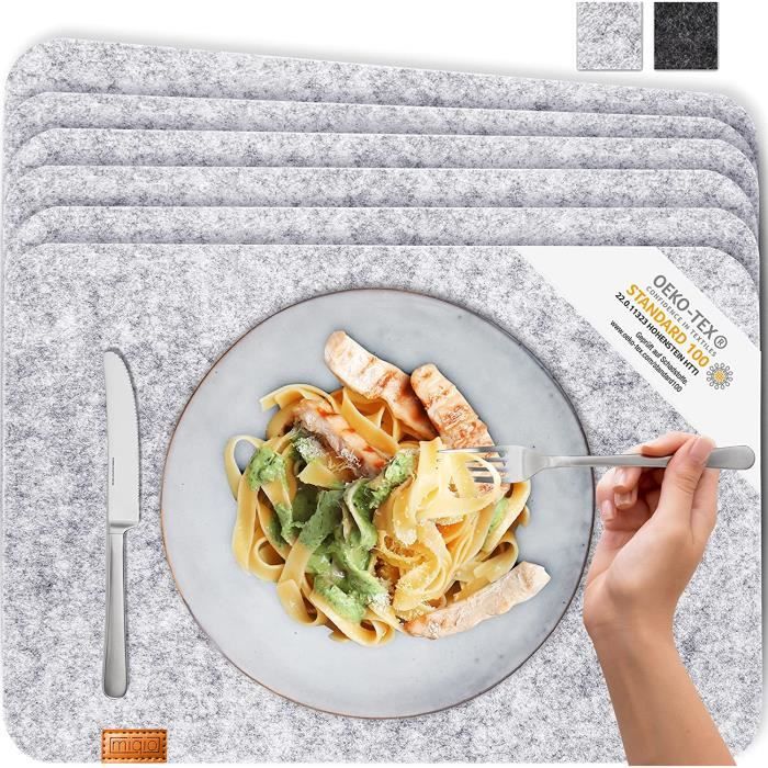 Miqio Camino De Mesa De Diseño De Fieltro, Tela De Fieltro Sostenible Öko- Tex, 100 X 30 Cm, Lavable, Etiqueta De Piel Auténtica, Alfombra De Fieltro Escandinavo, Gris Claro