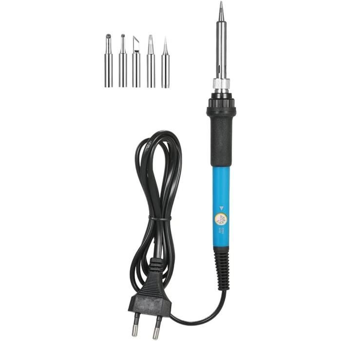 Fer à Souder, 60W Fer à Souder Électrique de Précision, Fer a Souder Etain avec Température Réglable 180~500℃, 5 Pointes de Rechange | Leroy Merlin