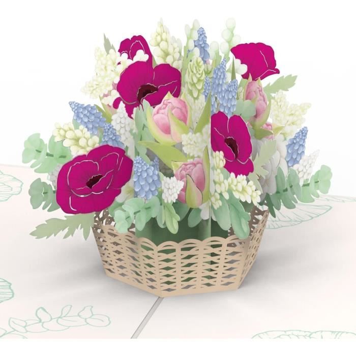 Sinbana Carte D'anniversaire Pop-up 3D Avec Enveloppe, Rose, Boîte