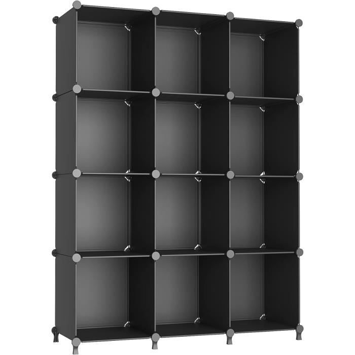 Étagère Cube OSCHF 12 Cases - Bibliothèque Modulable En Bois Chêne Pour Salon Et Bureau