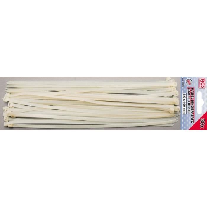 BGS Assortiment de colliers plastique blanc diverses tailles 250 pièces BGS Assortiment de colliers plastique blanc diverses tailles 250 pièces