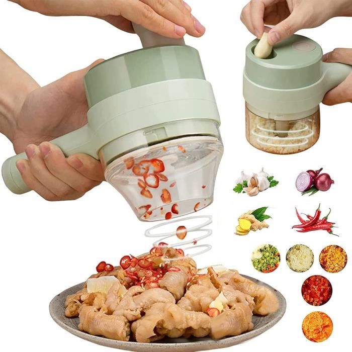 Hachoir à Légumes Portatif - Coupe-chips En Acier Inox - Vert, Avec Poignée Ergonomique, Pour Carottes, Pommes De Terre
