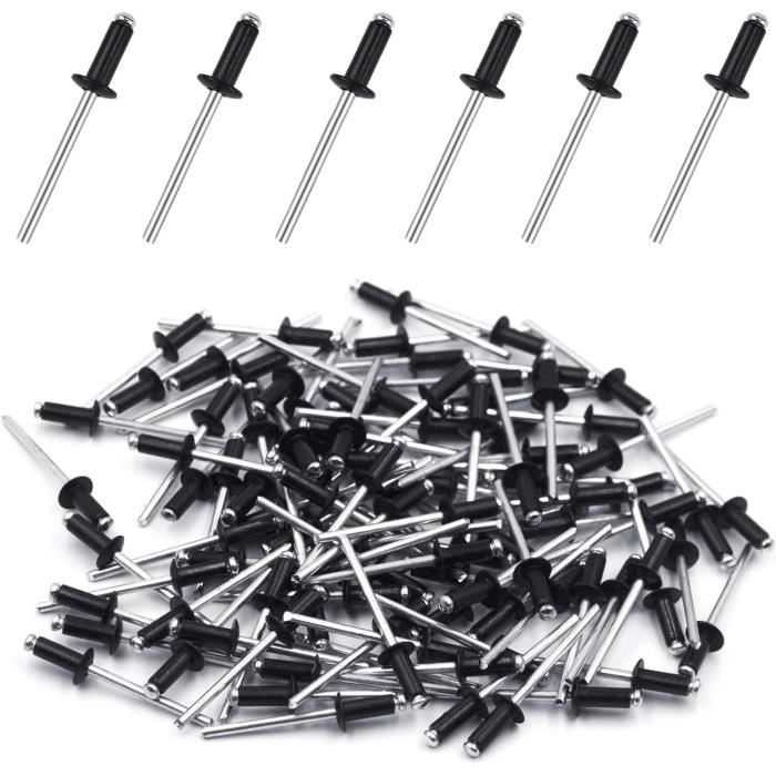 Rivet Pop Rivets Plaque Immatriculation Noir Aluminium Pour Pince A Rivet 100 Pcs Rivets