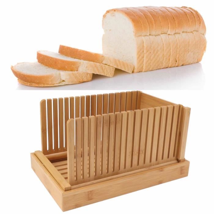 Guide Trancheur à Pain Réglable - Bambou Pliable - Pour Pain Maison Et Sans Désordre
