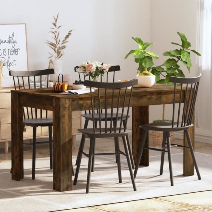 PromoTable de cuisine LMT - Table à dîner Chêne fumé 140x745x76 cm Bois dingénierie 25Kg