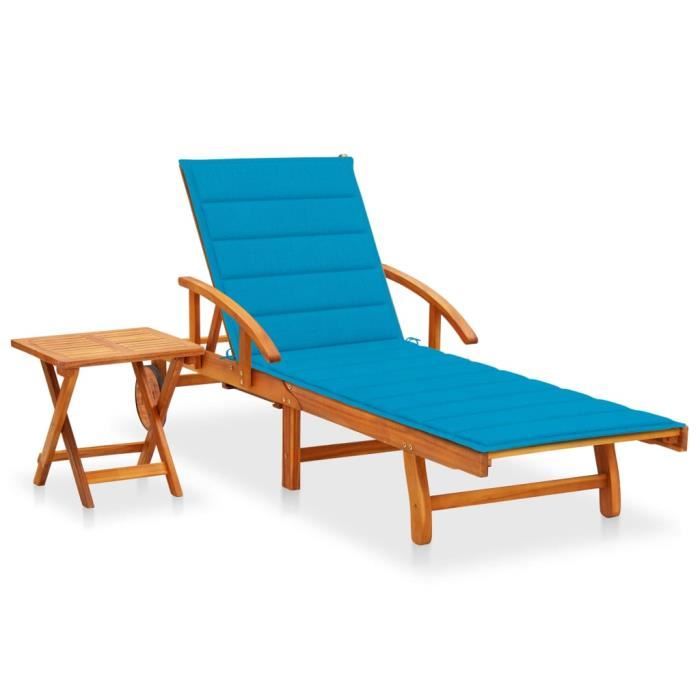 VidaXL Chaise Longue Acacia - vue 2