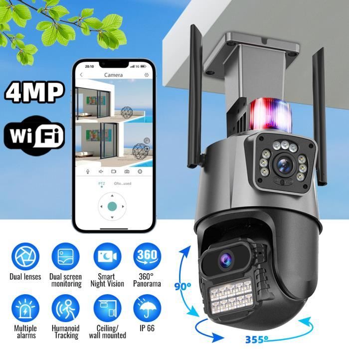 Caméra Surveillance WiFi Exterieure sans Fil, Vision Nocturne Couleur, AI & PIR Détection Mouvement, Extérieure/Intérieure