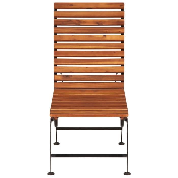 chaise longue avec pieds en acier bois d'acacia massif hao-0d06040144394