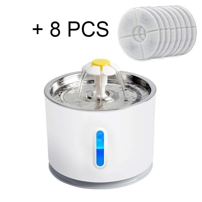 Comparer les prix de FONTAINE A EAU,Steel 8PCS filter--Fontaine à eau pour chat, bol à boisson pour chien, filtre à charbon actif, distributeur