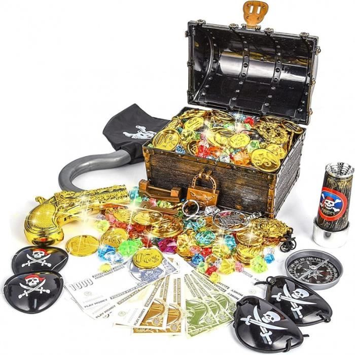 Bo te De Coffre Au Tr sor De Pirate Avec 50pcs D or De Pirate 100g bo-te-de-coffre-au-tr-sor-de-pirate-avec-50pcs-d-or-de-pirate-100g