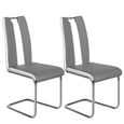 AKALNNY Lot de 2 chaises de salle à manger - Simili gris et blanc - Style contemporain - chaise de bueau-1